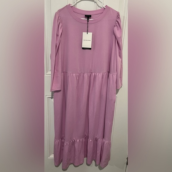 Who What Wear Dresses & Skirts - New! Who What Wear Long Sleeve Lilac Light Purple Tiered Midi Dress Size 1X NWT